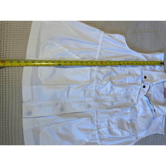 Woman Within Minimalist White Draw String Waist Zip & Snap Closure Vest 1X - Picture 6 of 12